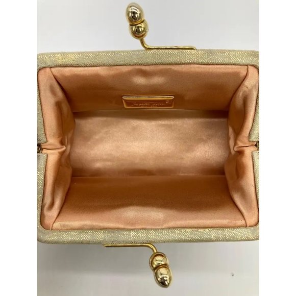 Vintage Judith Leiber Gold Suede and Swarovski Minaudiere - Picture 9 of 11